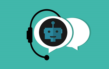 An illustration of a chatbot in one of two speech bubbles