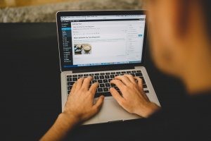 Creating a WordPress blog on a laptop with WordPress SEO tips for 2022