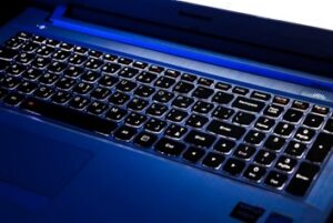 Backlit laptop keyboard.