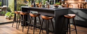 bronze metal legs in a modern kitchen on a blog post discussing the power of Meta or Facebook ads for home remodeling companies